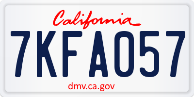 CA license plate 7KFA057