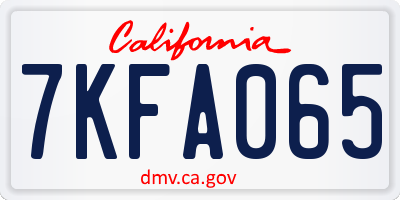 CA license plate 7KFA065