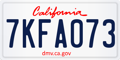 CA license plate 7KFA073