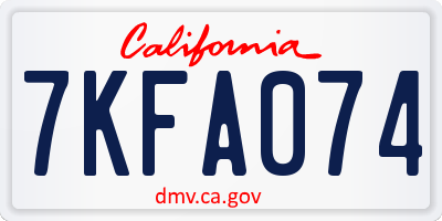 CA license plate 7KFA074