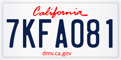 CA license plate 7KFA081