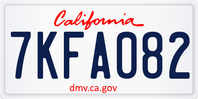 CA license plate 7KFA082
