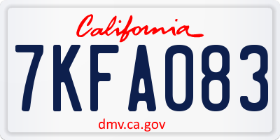 CA license plate 7KFA083