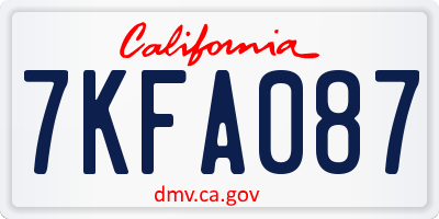 CA license plate 7KFA087