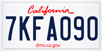 CA license plate 7KFA090