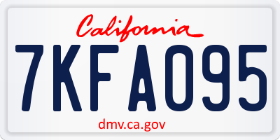 CA license plate 7KFA095