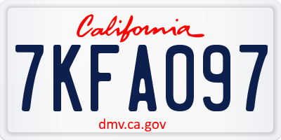 CA license plate 7KFA097