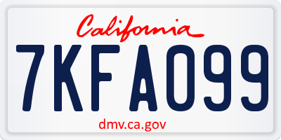CA license plate 7KFA099