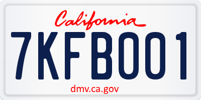 CA license plate 7KFB001