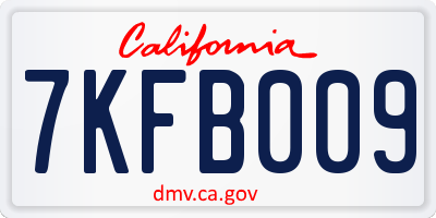 CA license plate 7KFB009