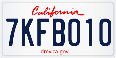 CA license plate 7KFB010
