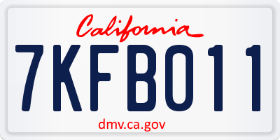 CA license plate 7KFB011