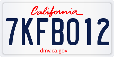 CA license plate 7KFB012
