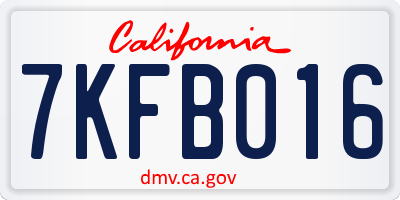 CA license plate 7KFB016
