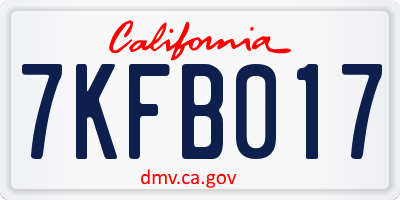 CA license plate 7KFB017
