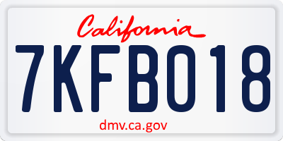 CA license plate 7KFB018