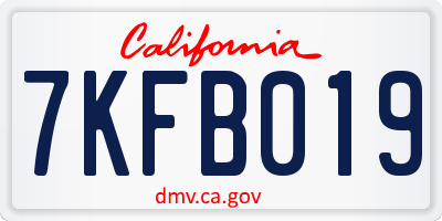 CA license plate 7KFB019