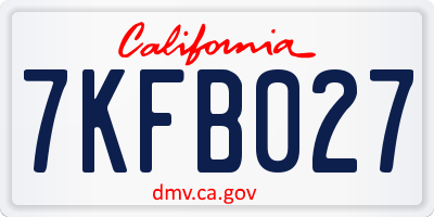 CA license plate 7KFB027