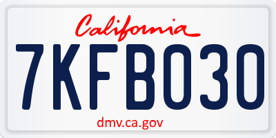 CA license plate 7KFB030