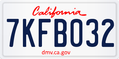 CA license plate 7KFB032