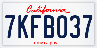 CA license plate 7KFB037