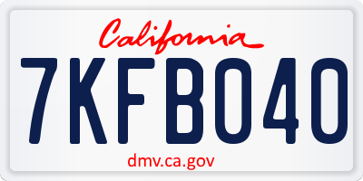 CA license plate 7KFB040