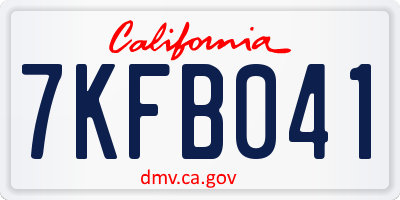CA license plate 7KFB041