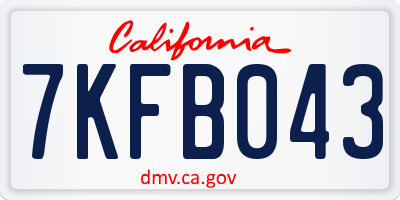 CA license plate 7KFB043