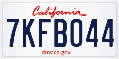 CA license plate 7KFB044