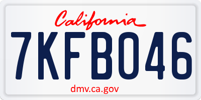 CA license plate 7KFB046