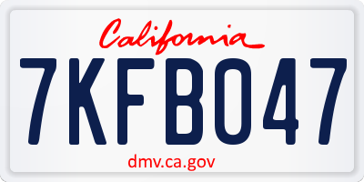 CA license plate 7KFB047