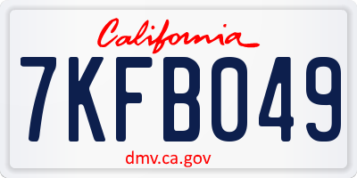 CA license plate 7KFB049