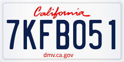 CA license plate 7KFB051