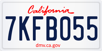 CA license plate 7KFB055
