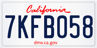 CA license plate 7KFB058