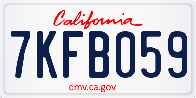 CA license plate 7KFB059