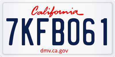 CA license plate 7KFB061