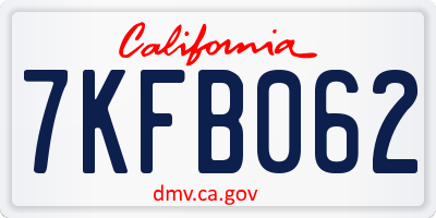CA license plate 7KFB062