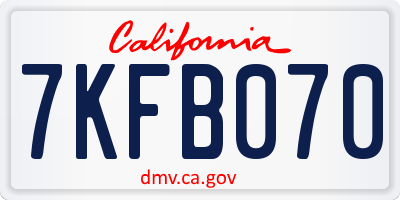 CA license plate 7KFB070