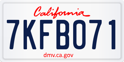 CA license plate 7KFB071
