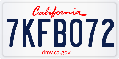 CA license plate 7KFB072