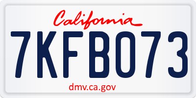 CA license plate 7KFB073