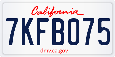 CA license plate 7KFB075