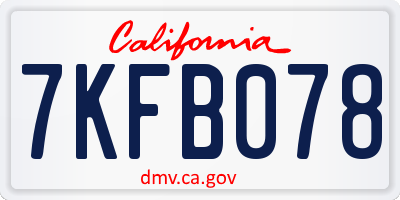 CA license plate 7KFB078