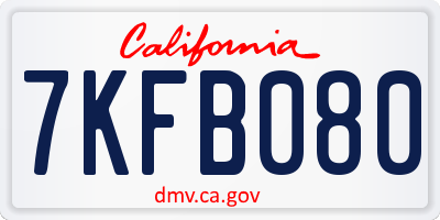 CA license plate 7KFB080