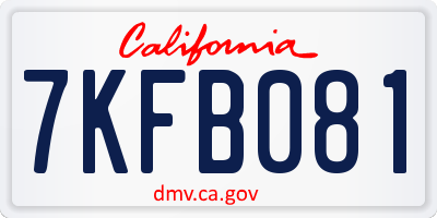 CA license plate 7KFB081