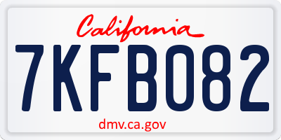 CA license plate 7KFB082