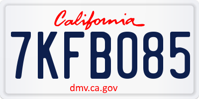 CA license plate 7KFB085