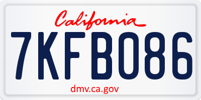CA license plate 7KFB086