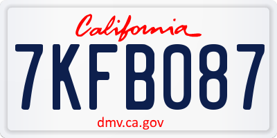 CA license plate 7KFB087
